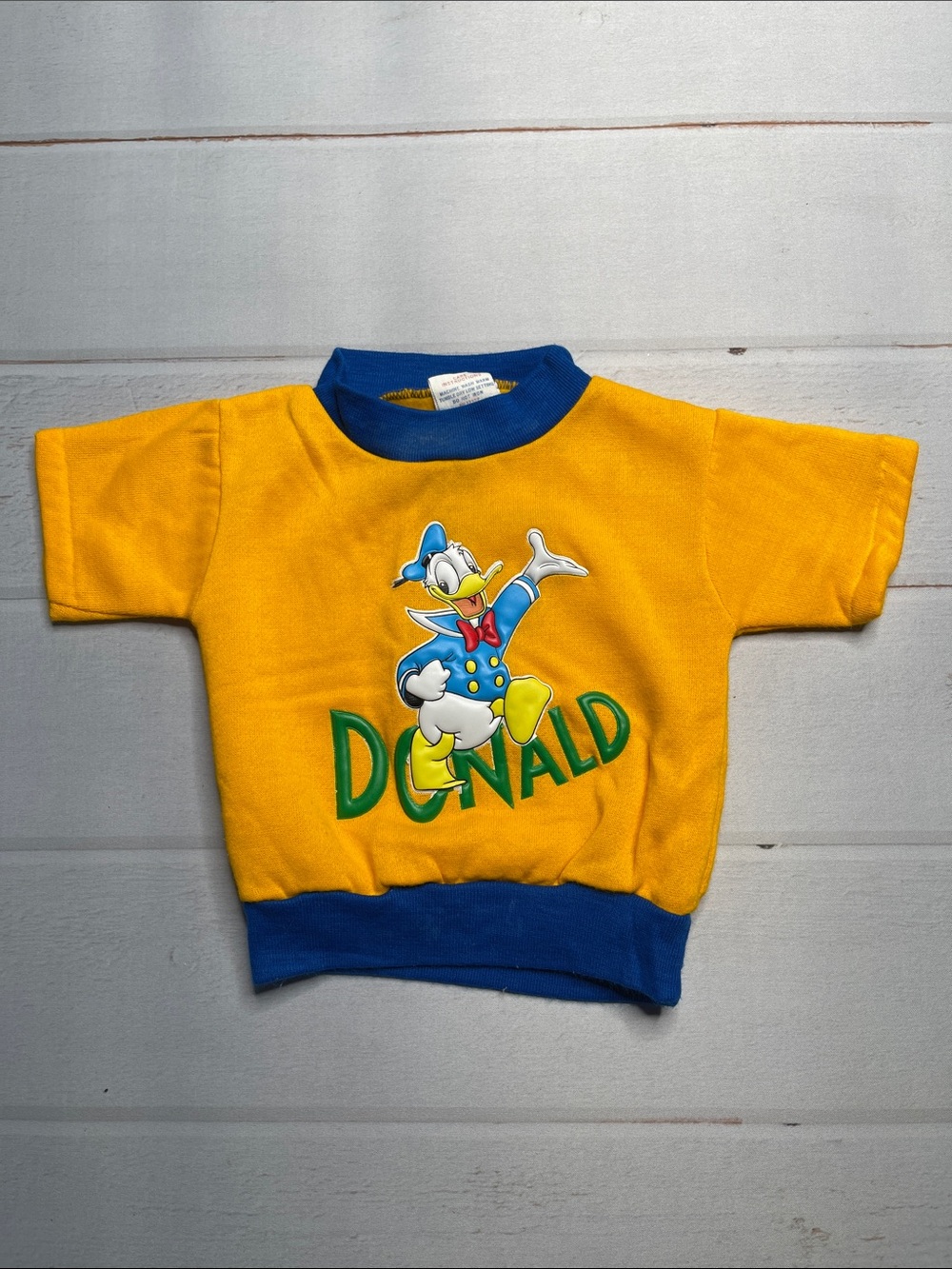 Vintage Disney Shirt 3 Kids Toddler Donald Duck Short Sleeve Sweatshirt 70s 80s